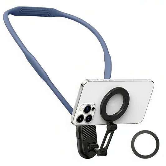 Collar Neck Hanger Magnetic Phone Holder(Carbon Fiber Dark Blue) - Lazy Bracket by buy2fix | Online Shopping UK | buy2fix