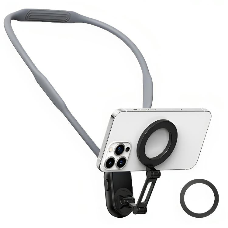 Collar Neck Hanger Magnetic Phone Holder(Skin Feel Gray) - Lazy Bracket by buy2fix | Online Shopping UK | buy2fix