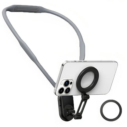 Collar Neck Hanger Magnetic Phone Holder(Skin Feel Gray) - Lazy Bracket by buy2fix | Online Shopping UK | buy2fix
