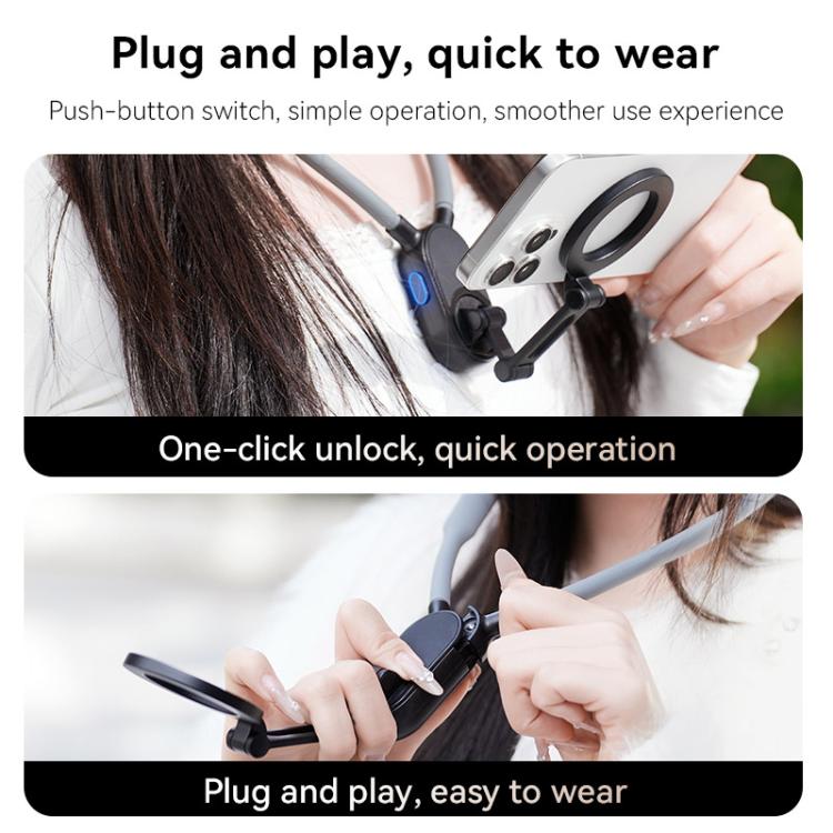 Collar Neck Hanger Magnetic Phone Holder(Skin Feel Gray) - Lazy Bracket by buy2fix | Online Shopping UK | buy2fix
