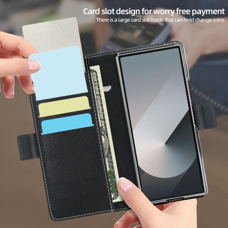 For Samsung Galaxy Z Fold6 VIETAO Integrated Spliced Leather Phone Case with Elastic Bowl Strap(Black) - Galaxy Z Fold6 5G Cases by VIETAO | Online Shopping UK | buy2fix