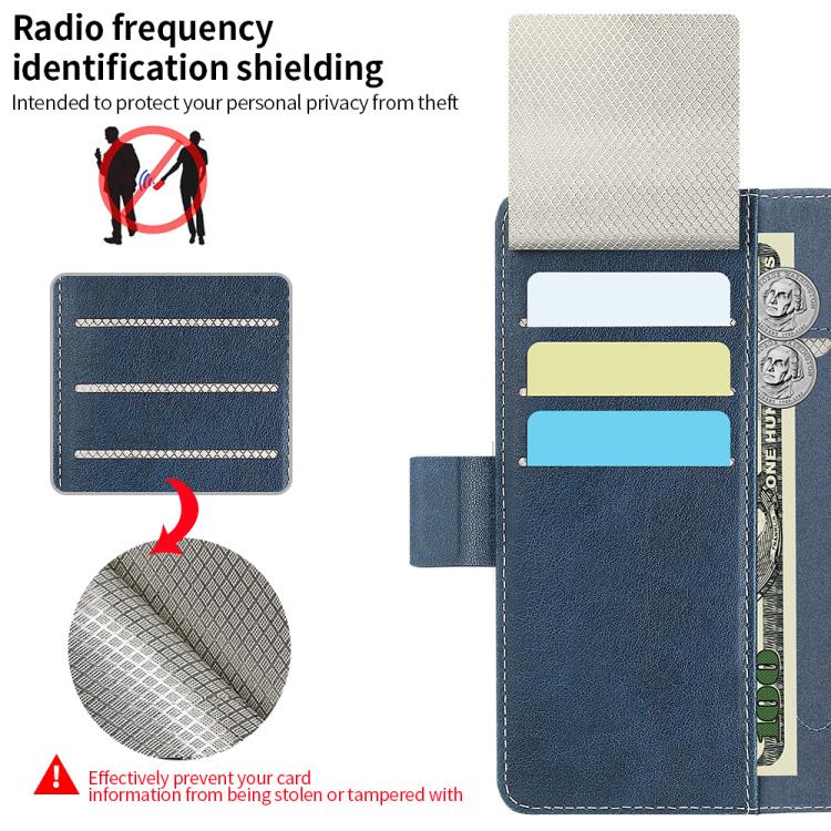 For Samsung Galaxy Z Fold6 VIETAO Integrated Spliced Leather Phone Case with Elastic Bowl Strap(Blue) - Galaxy Z Fold6 5G Cases by VIETAO | Online Shopping UK | buy2fix