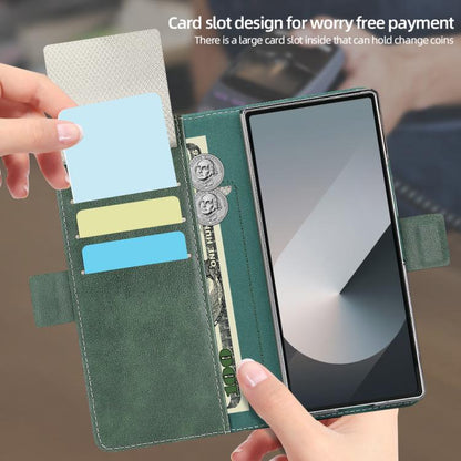 For Samsung Galaxy Z Fold6 VIETAO Integrated Spliced Leather Phone Case with Elastic Bowl Strap(Green) - Galaxy Z Fold6 5G Cases by VIETAO | Online Shopping UK | buy2fix