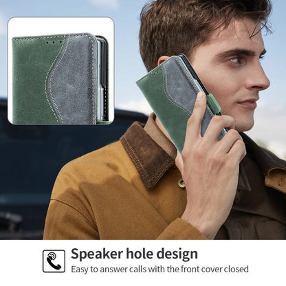 For Samsung Galaxy Z Fold6 VIETAO Integrated Spliced Leather Phone Case with Elastic Bowl Strap(Green) - Galaxy Z Fold6 5G Cases by VIETAO | Online Shopping UK | buy2fix