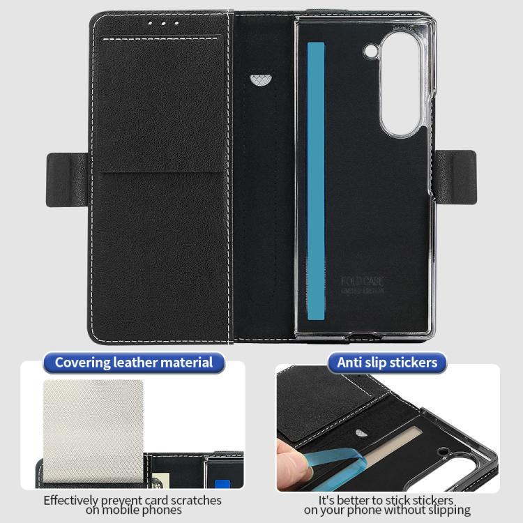 For Samsung Galaxy Z Fold5 VIETAO Integrated Spliced Leather Phone Case with Elastic Bowl Strap(Black) - Galaxy Z Fold5 Cases by VIETAO | Online Shopping UK | buy2fix