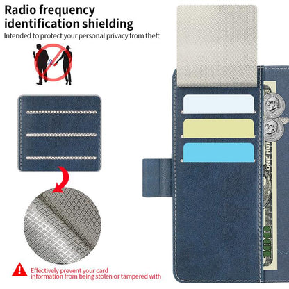 For Samsung Galaxy Z Fold5 VIETAO Integrated Spliced Leather Phone Case with Elastic Bowl Strap(Blue) - Galaxy Z Fold5 Cases by VIETAO | Online Shopping UK | buy2fix