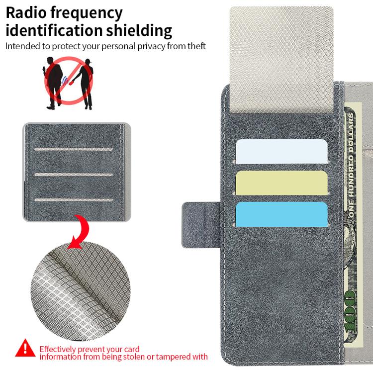 For Samsung Galaxy Z Fold5 VIETAO Integrated Spliced Leather Phone Case with Elastic Bowl Strap(Gray) - Galaxy Z Fold5 Cases by VIETAO | Online Shopping UK | buy2fix