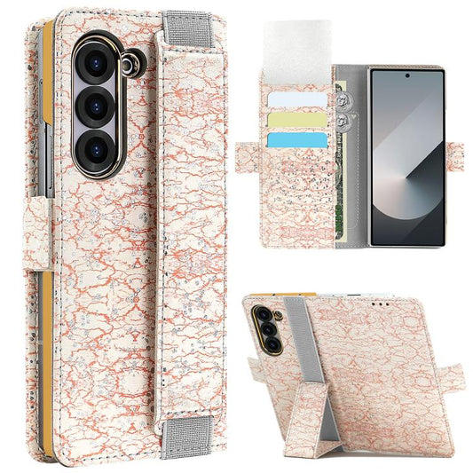 For Samsung Galaxy Z Fold6 VIETAO Integrated Colorful Leather Phone Case with Elastic Bowl Strap(Pink) - Galaxy Z Fold6 5G Cases by VIETAO | Online Shopping UK | buy2fix