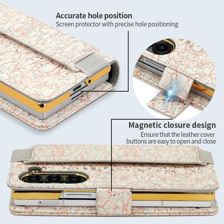 For Samsung Galaxy Z Fold6 VIETAO Integrated Colorful Leather Phone Case with Elastic Bowl Strap(Pink) - Galaxy Z Fold6 5G Cases by VIETAO | Online Shopping UK | buy2fix