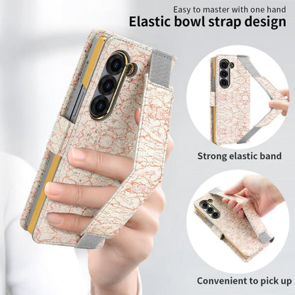 For Samsung Galaxy Z Fold6 VIETAO Integrated Colorful Leather Phone Case with Elastic Bowl Strap(Pink) - Galaxy Z Fold6 5G Cases by VIETAO | Online Shopping UK | buy2fix