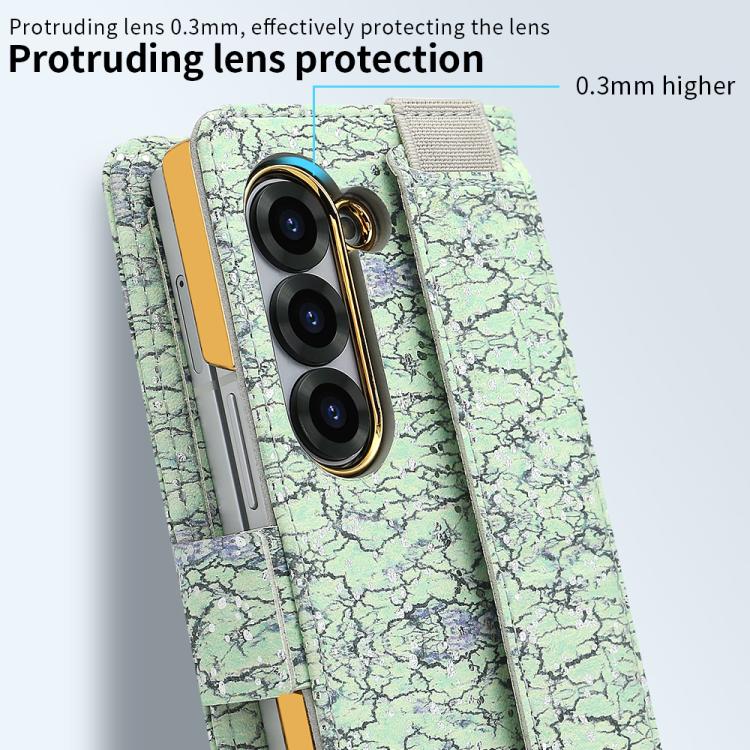 For Samsung Galaxy Z Fold6 VIETAO Integrated Colorful Leather Phone Case with Elastic Bowl Strap(Green) - Galaxy Z Fold6 5G Cases by VIETAO | Online Shopping UK | buy2fix