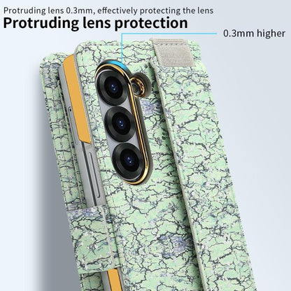 For Samsung Galaxy Z Fold6 VIETAO Integrated Colorful Leather Phone Case with Elastic Bowl Strap(Green) - Galaxy Z Fold6 5G Cases by VIETAO | Online Shopping UK | buy2fix