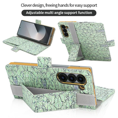 For Samsung Galaxy Z Fold6 VIETAO Integrated Colorful Leather Phone Case with Elastic Bowl Strap(Green) - Galaxy Z Fold6 5G Cases by VIETAO | Online Shopping UK | buy2fix