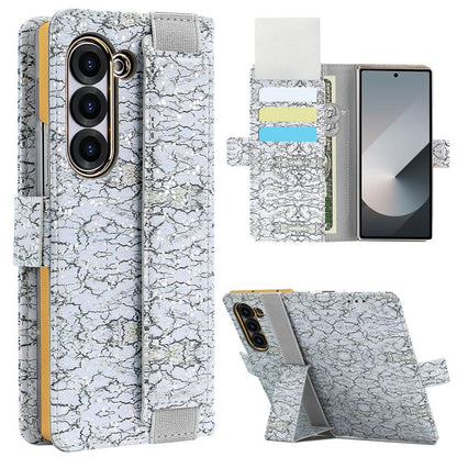 For Samsung Galaxy Z Fold6 VIETAO Integrated Colorful Leather Phone Case with Elastic Bowl Strap(Gray) - Galaxy Z Fold6 5G Cases by VIETAO | Online Shopping UK | buy2fix