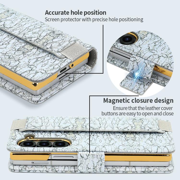 For Samsung Galaxy Z Fold6 VIETAO Integrated Colorful Leather Phone Case with Elastic Bowl Strap(Gray) - Galaxy Z Fold6 5G Cases by VIETAO | Online Shopping UK | buy2fix