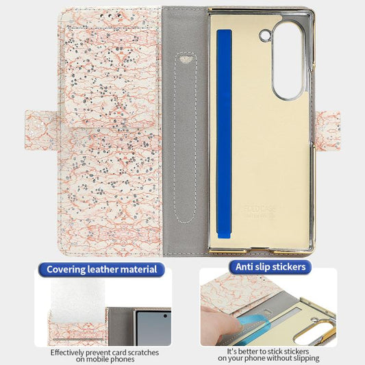 For Samsung Galaxy Z Fold5 VIETAO Integrated Colorful Leather Phone Case with Elastic Bowl Strap(Pink) - Galaxy Z Fold5 Cases by VIETAO | Online Shopping UK | buy2fix