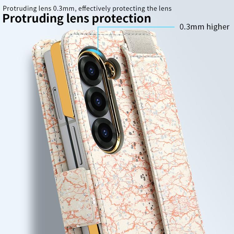 For Samsung Galaxy Z Fold5 VIETAO Integrated Colorful Leather Phone Case with Elastic Bowl Strap(Pink) - Galaxy Z Fold5 Cases by VIETAO | Online Shopping UK | buy2fix