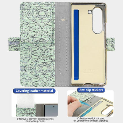 For Samsung Galaxy Z Fold5 VIETAO Integrated Colorful Leather Phone Case with Elastic Bowl Strap(Green) - Galaxy Z Fold5 Cases by VIETAO | Online Shopping UK | buy2fix