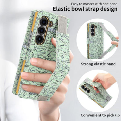 For Samsung Galaxy Z Fold5 VIETAO Integrated Colorful Leather Phone Case with Elastic Bowl Strap(Green) - Galaxy Z Fold5 Cases by VIETAO | Online Shopping UK | buy2fix