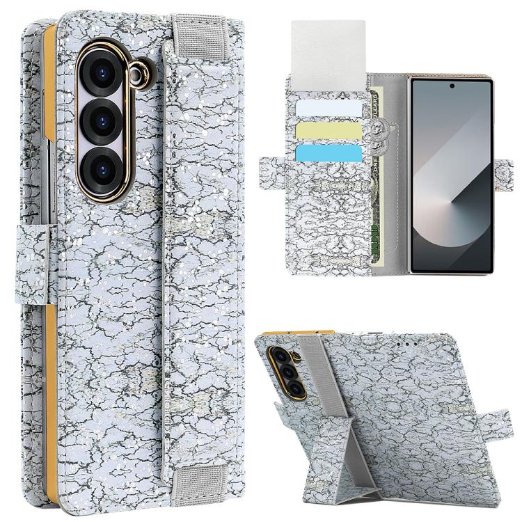 For Samsung Galaxy Z Fold5 VIETAO Integrated Colorful Leather Phone Case with Elastic Bowl Strap(Gray) - Galaxy Z Fold5 Cases by VIETAO | Online Shopping UK | buy2fix