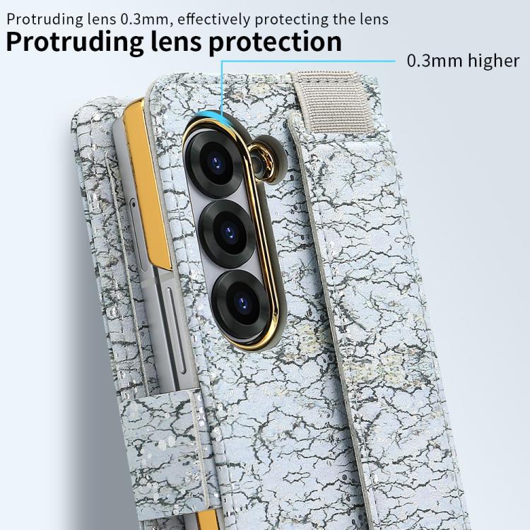 For Samsung Galaxy Z Fold5 VIETAO Integrated Colorful Leather Phone Case with Elastic Bowl Strap(Gray) - Galaxy Z Fold5 Cases by VIETAO | Online Shopping UK | buy2fix