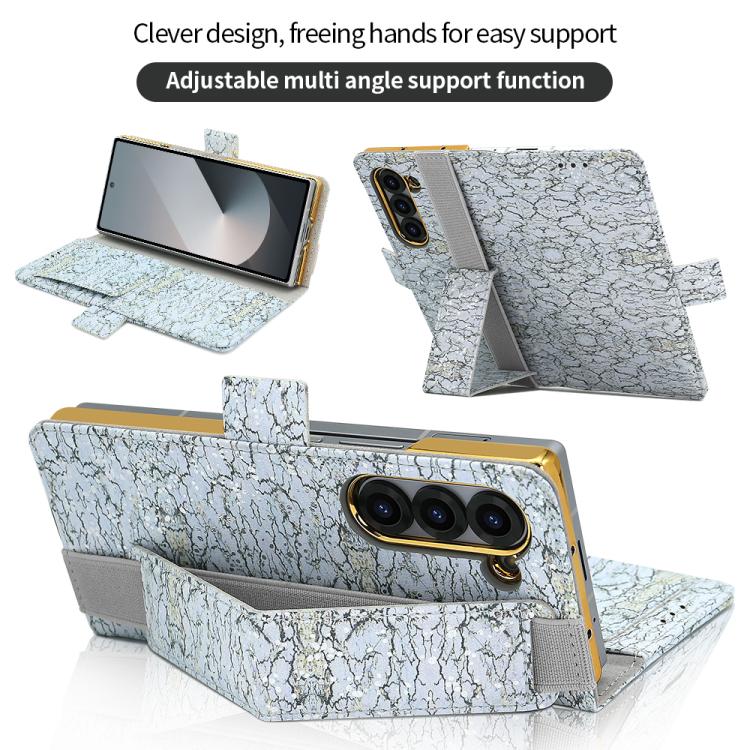 For Samsung Galaxy Z Fold5 VIETAO Integrated Colorful Leather Phone Case with Elastic Bowl Strap(Gray) - Galaxy Z Fold5 Cases by VIETAO | Online Shopping UK | buy2fix