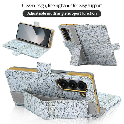 For Samsung Galaxy Z Fold5 VIETAO Integrated Colorful Leather Phone Case with Elastic Bowl Strap(Gray) - Galaxy Z Fold5 Cases by VIETAO | Online Shopping UK | buy2fix