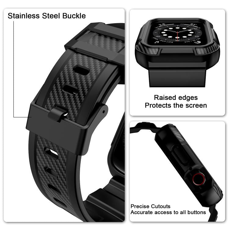 For Apple Watch Ultra 2 / 1 49mm VIETAO Carbon Fiber Silicone Strap(Black) - Watch Bands by VIETAO | Online Shopping UK | buy2fix