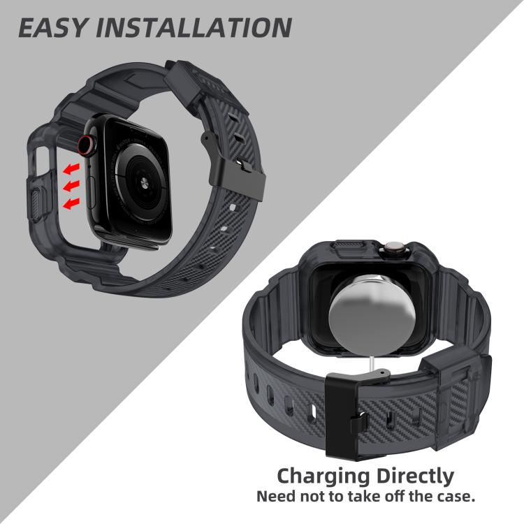 For Apple Watch Ultra 2 / 1 49mm VIETAO Carbon Fiber Silicone Strap(Transparent Grey) - Watch Bands by VIETAO | Online Shopping UK | buy2fix