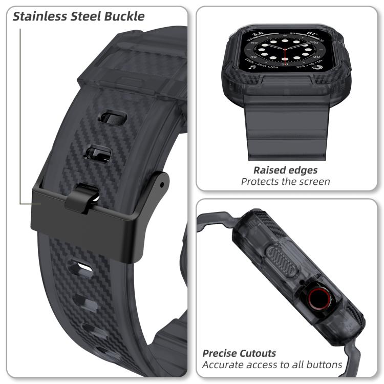 For Apple Watch Ultra 2 / 1 49mm VIETAO Carbon Fiber Silicone Strap(Transparent Grey) - Watch Bands by VIETAO | Online Shopping UK | buy2fix