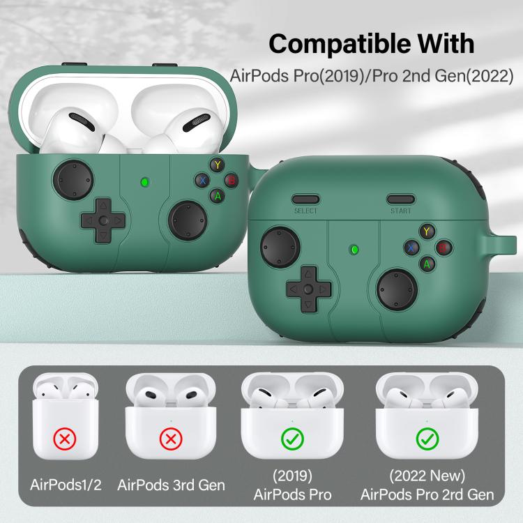 For AirPods Pro Game Console Style Wireless Earphone Silicone Case(Pine Green) - For AirPods Pro by buy2fix | Online Shopping UK | buy2fix
