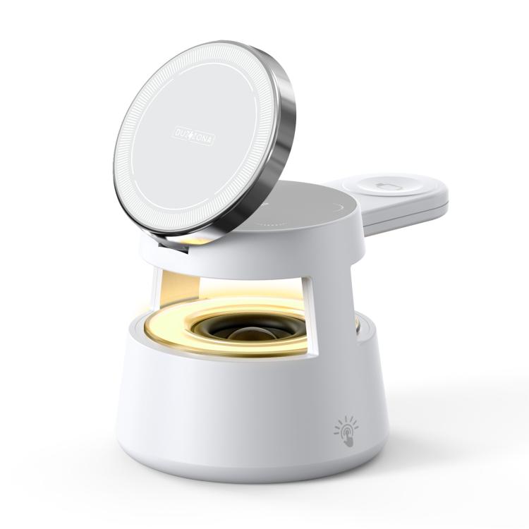 DUZZONA W23 5 in 1 Magnetic Wireless Charger with Bluetooth Speaker(White) - Wireless Charger by DUZZONA | Online Shopping UK | buy2fix