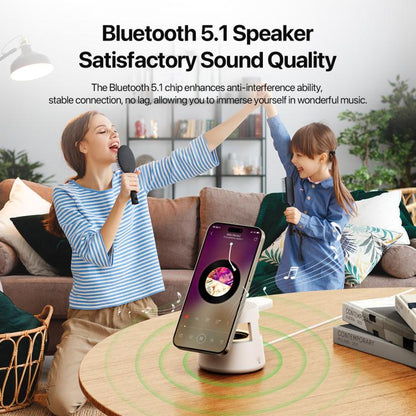 DUZZONA W23 5 in 1 Magnetic Wireless Charger with Bluetooth Speaker(White) - Wireless Charger by DUZZONA | Online Shopping UK | buy2fix