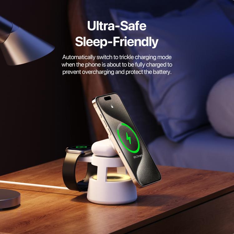 DUZZONA W23 5 in 1 Magnetic Wireless Charger with Bluetooth Speaker(White) - Wireless Charger by DUZZONA | Online Shopping UK | buy2fix