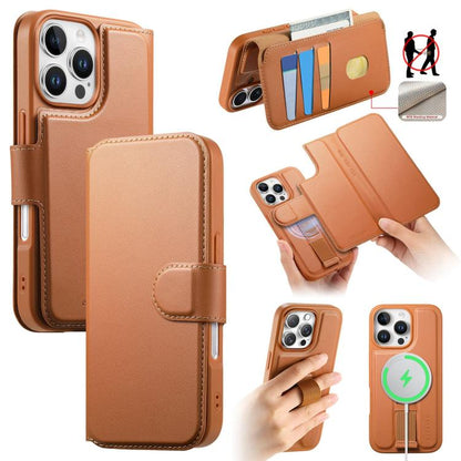 For iPhone 16 Pro CaseNeo Finger Grip Strap MagSafe Leather Phone Case(Brown) - iPhone 16 Pro Cases by CaseNeo | Online Shopping UK | buy2fix