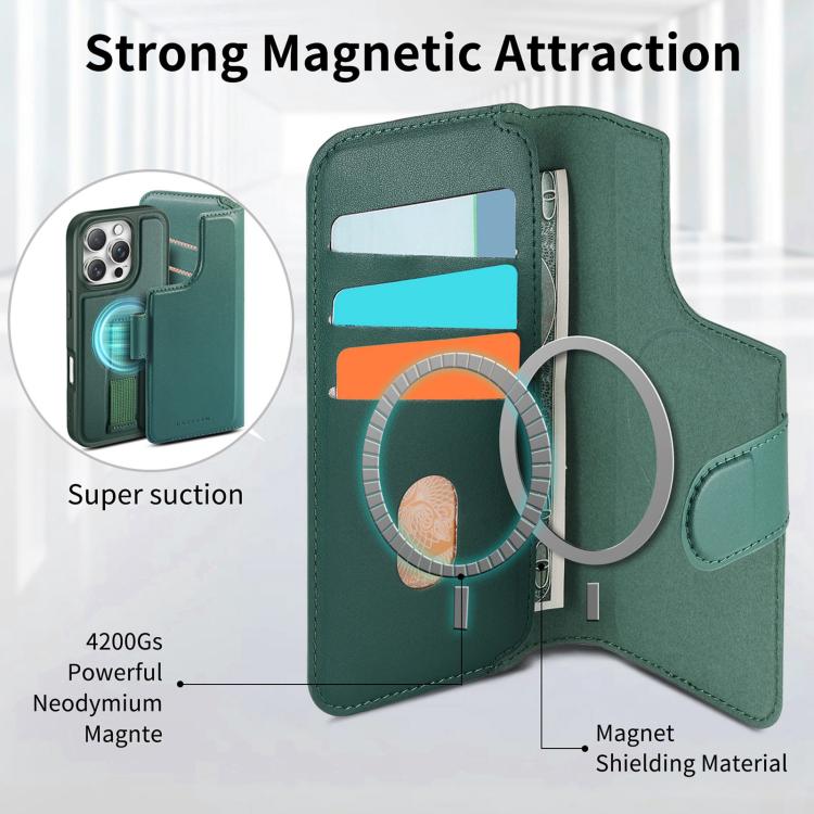 For iPhone 16 Pro CaseNeo Finger Grip Strap MagSafe Leather Phone Case(Green) - iPhone 16 Pro Cases by CaseNeo | Online Shopping UK | buy2fix