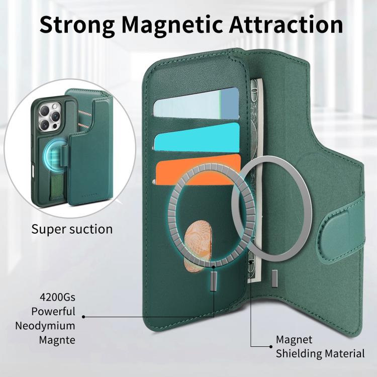 For iPhone 16 Plus CaseNeo Finger Grip Strap MagSafe Leather Phone Case(Green) - iPhone 16 Plus Cases by CaseNeo | Online Shopping UK | buy2fix