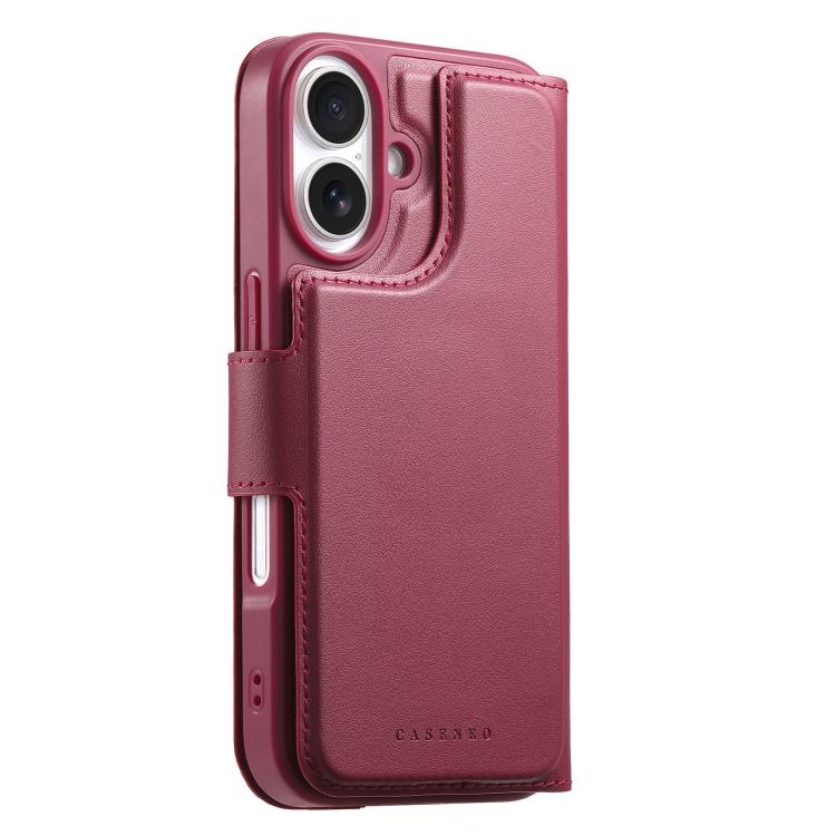 For iPhone 16 Plus CaseNeo Finger Grip Strap MagSafe Leather Phone Case(Red) - iPhone 16 Plus Cases by CaseNeo | Online Shopping UK | buy2fix