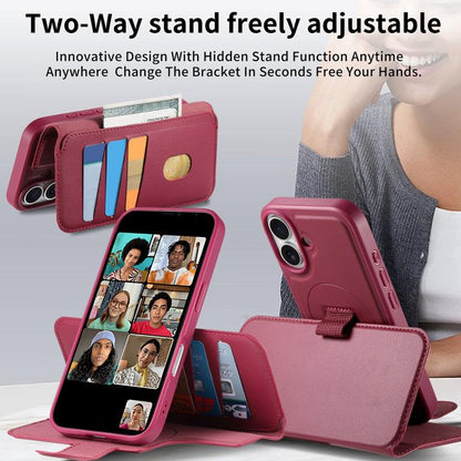 For iPhone 16 Plus CaseNeo Finger Grip Strap MagSafe Leather Phone Case(Red) - iPhone 16 Plus Cases by CaseNeo | Online Shopping UK | buy2fix