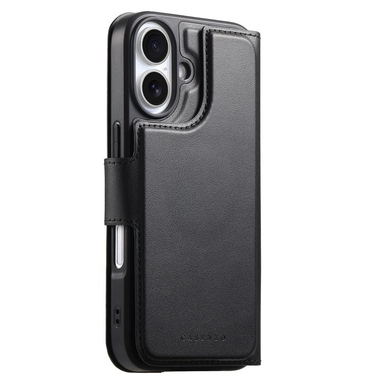 For iPhone 16 CaseNeo Finger Grip Strap MagSafe Leather Phone Case(Black) - iPhone 16 Cases by CaseNeo | Online Shopping UK | buy2fix