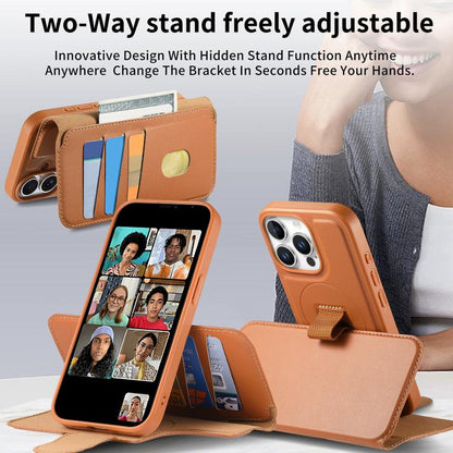 For iPhone 15 Pro Max CaseNeo Finger Grip Strap MagSafe Leather Phone Case(Brown) - iPhone 15 Pro Max Cases by CaseNeo | Online Shopping UK | buy2fix