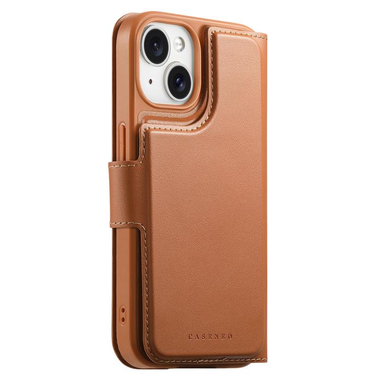 For iPhone 15 Plus / 14 Plus CaseNeo Finger Grip Strap MagSafe Leather Phone Case(Brown) - iPhone 15 Plus Cases by CaseNeo | Online Shopping UK | buy2fix