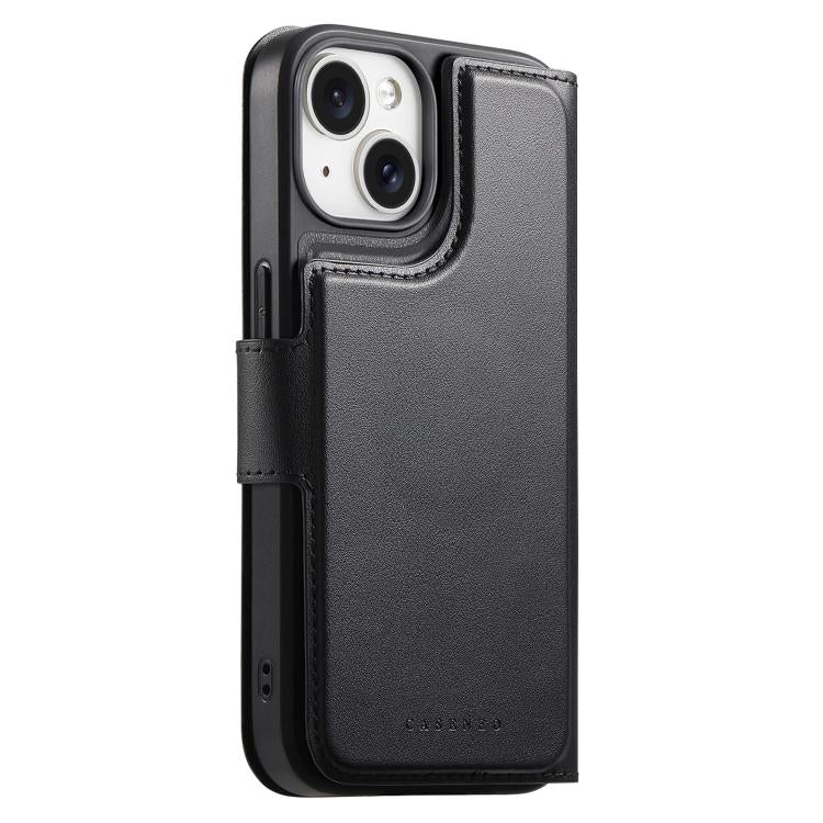 For iPhone 15 Plus / 14 Plus CaseNeo Finger Grip Strap MagSafe Leather Phone Case(Black) - iPhone 15 Plus Cases by CaseNeo | Online Shopping UK | buy2fix