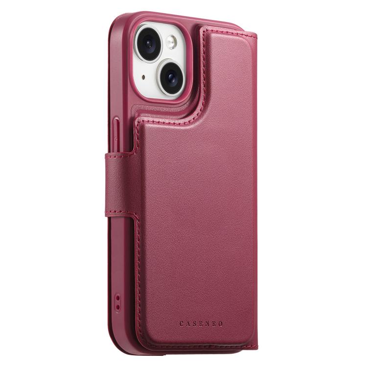 For iPhone 15 Plus / 14 Plus CaseNeo Finger Grip Strap MagSafe Leather Phone Case(Red) - iPhone 15 Plus Cases by CaseNeo | Online Shopping UK | buy2fix