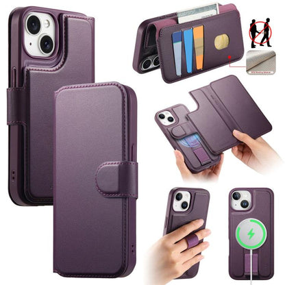 For iPhone 14 / 13 CaseNeo Finger Grip Strap MagSafe Leather Phone Case(Purple) - iPhone 14 Cases by CaseNeo | Online Shopping UK | buy2fix