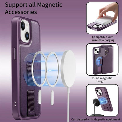 For iPhone 14 / 13 CaseNeo Finger Grip Strap MagSafe Leather Phone Case(Purple) - iPhone 14 Cases by CaseNeo | Online Shopping UK | buy2fix
