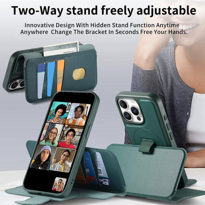 For iPhone 13 Pro Max CaseNeo Finger Grip Strap MagSafe Leather Phone Case(Green) - iPhone 13 Pro Max Cases by CaseNeo | Online Shopping UK | buy2fix