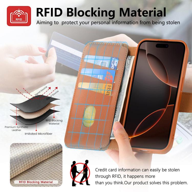 For iPhone 13 Pro CaseNeo Finger Grip Strap MagSafe Leather Phone Case(Brown) - iPhone 13 Pro Cases by CaseNeo | Online Shopping UK | buy2fix