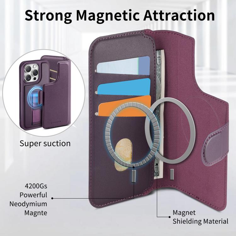 For iPhone 13 Pro CaseNeo Finger Grip Strap MagSafe Leather Phone Case(Purple) - iPhone 13 Pro Cases by CaseNeo | Online Shopping UK | buy2fix