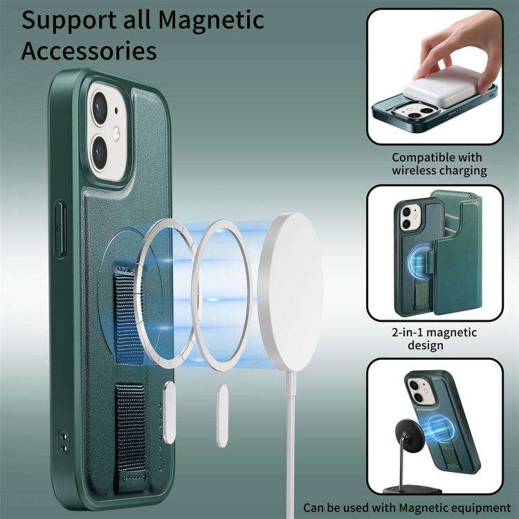 For iPhone 12 / 12 Pro CaseNeo Finger Grip Strap MagSafe Leather Phone Case(Green) - iPhone 12 / 12 Pro Cases by CaseNeo | Online Shopping UK | buy2fix